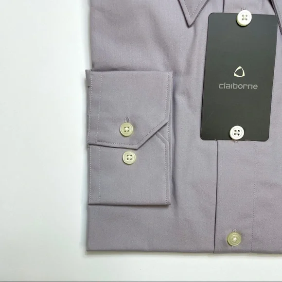 Vintage Claiborne Purple Dress Sport Shirt SZ L 16.5 34 35 Mens Career Buttons - Picture 6 of 7
